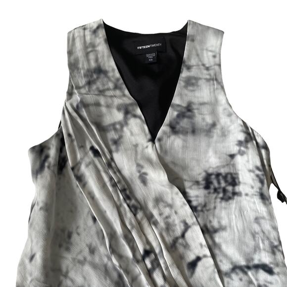 Revolve Fifteen Twenty Faded Marble Drape Side Angle Blouse Asymmetric XS NWT - Picture 3 of 15